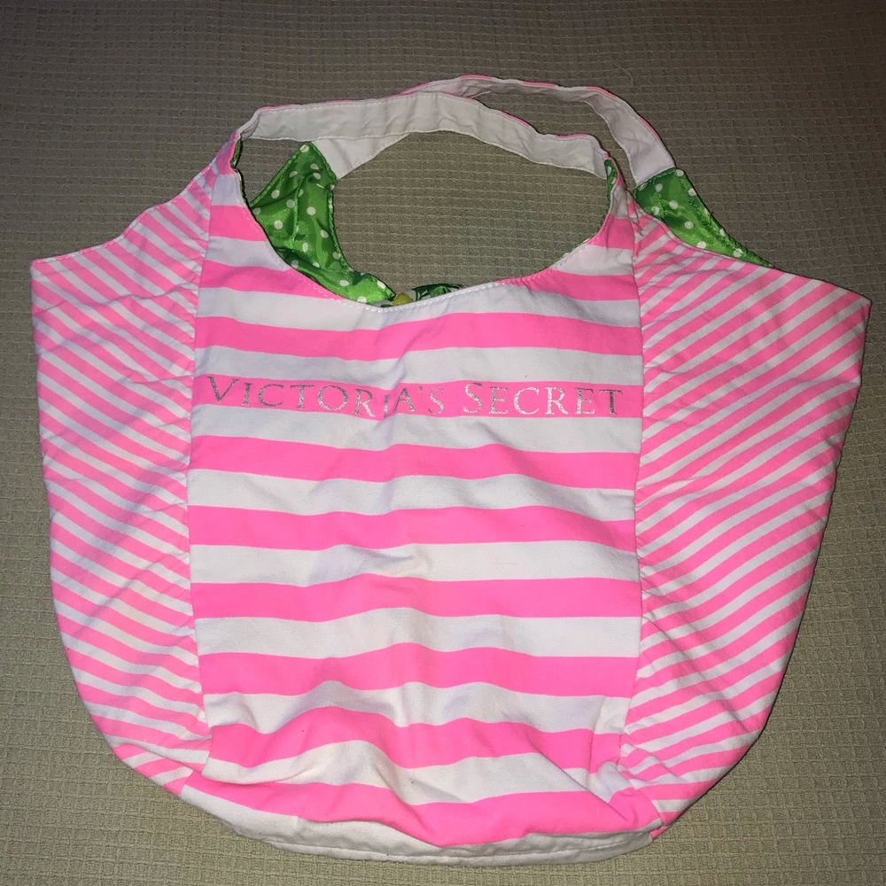 Pink&White Victoria’s Secret beach bag/boho tote